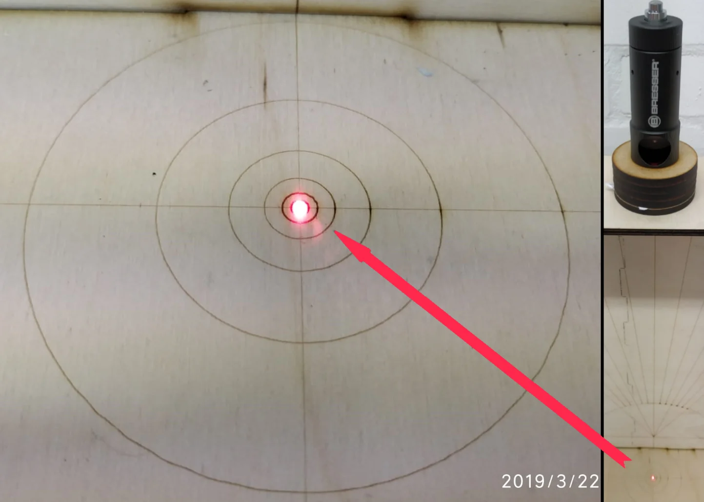 Mirror testing set-up with collimated laser