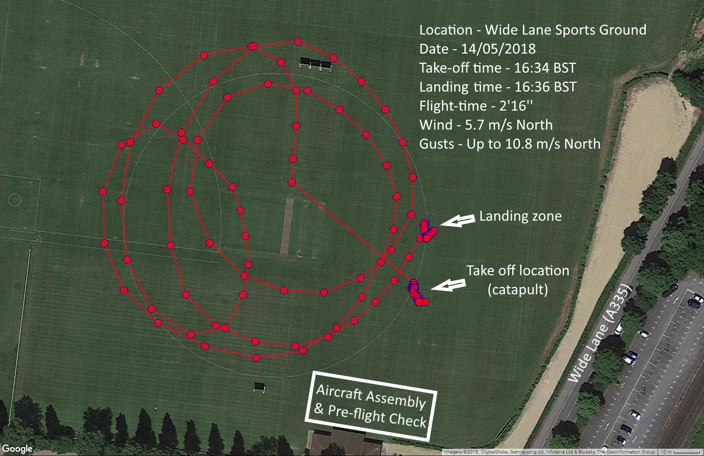 GPS telemetry data from the test flight